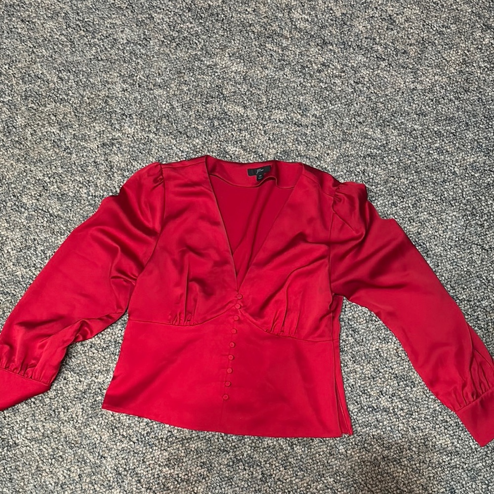 Red satin jcrew blouse